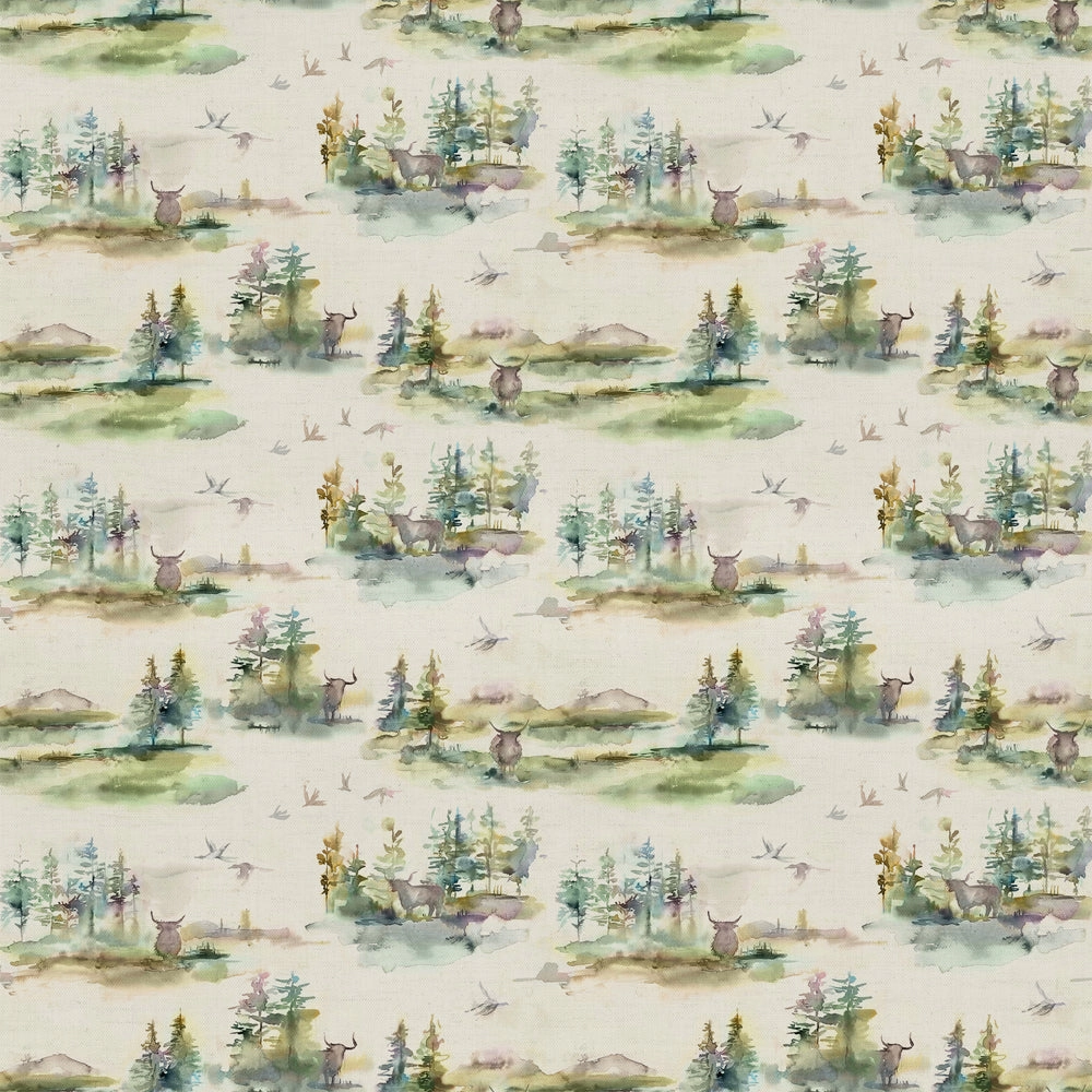 Caledonian Forest Printed Cotton Fabric (By The Metre) Topaz