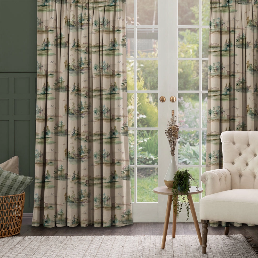 Caledonian Forest Printed Cotton Fabric (By The Metre) Topaz