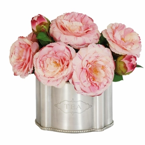Camellia Arrangement in Silver Tin home display ornament