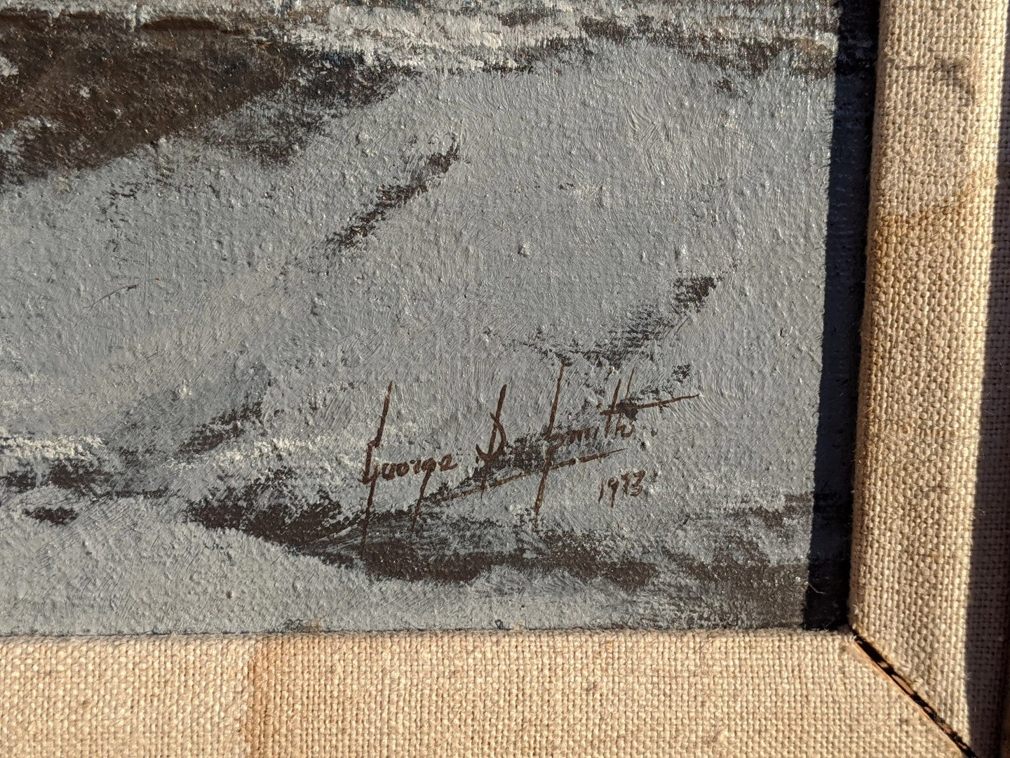 CAMPERS ON THE YELLOWSTONE  OIL PAINTING IN RUSTIC FRAME