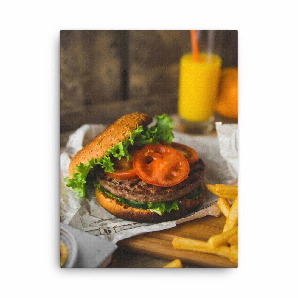 Canvas - Burger and fries canvas mural art