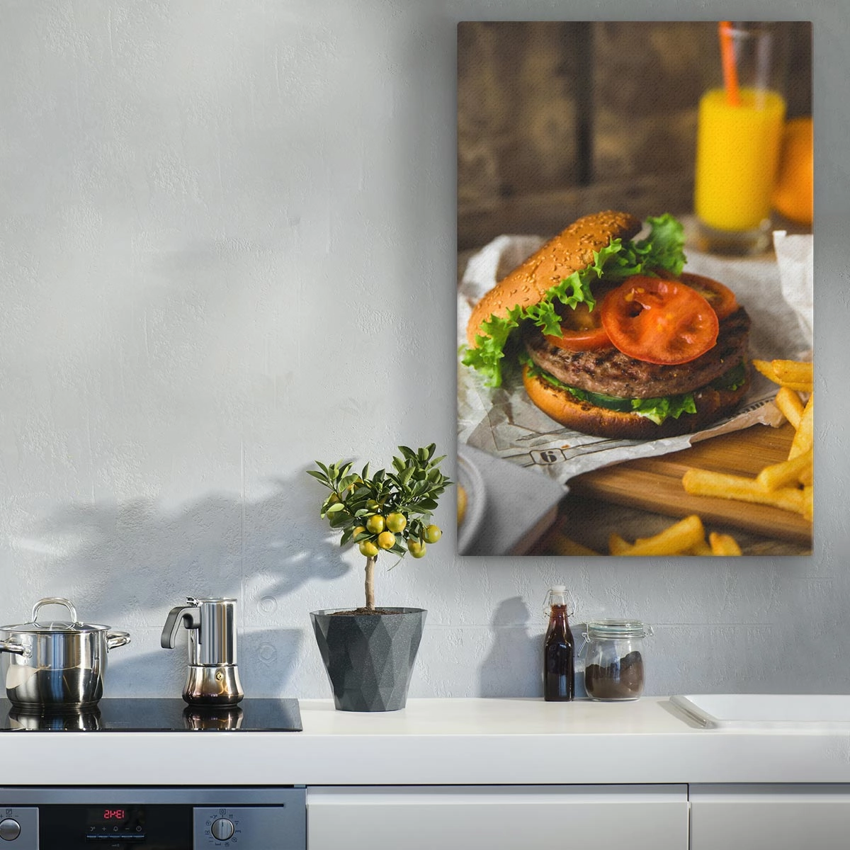 Canvas - Burger and fries
