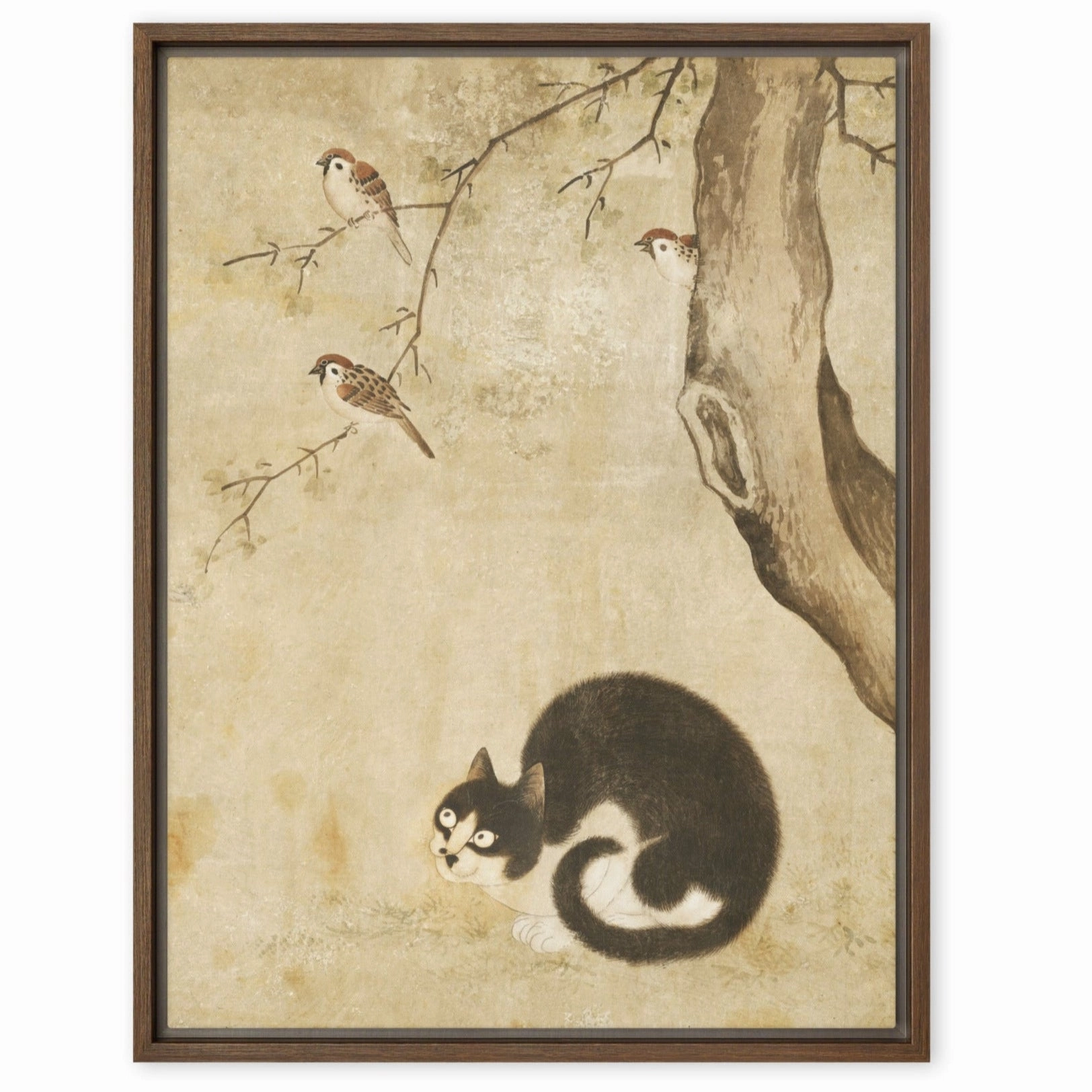Canvas - Cat and Sparrows, Byeon Sang-byeok canvas mural art