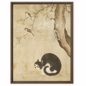 Canvas - Cat and Sparrows, Byeon Sang-byeok canvas mural art