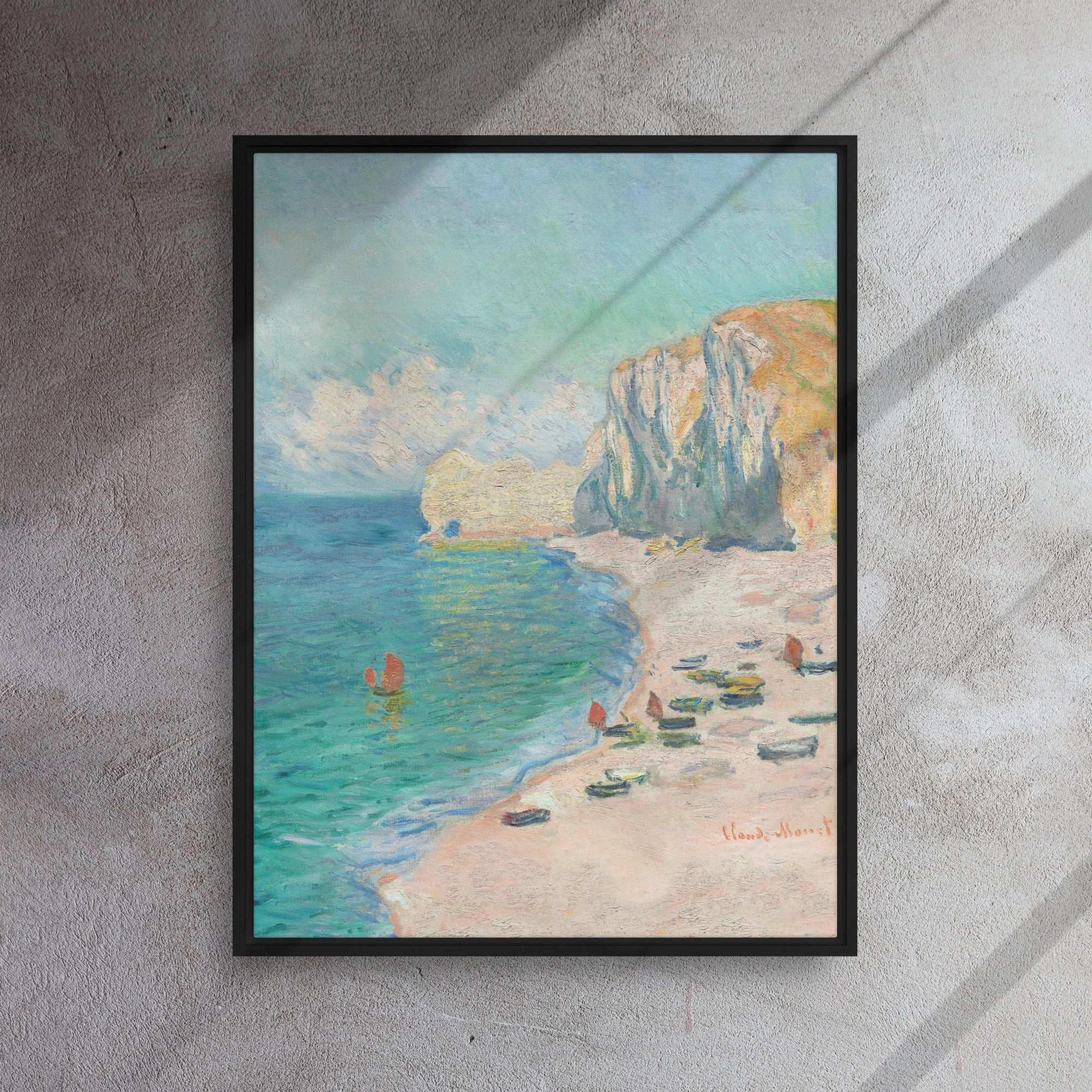 Canvas - Claude Monet, tretat: The Beach and the Falaise d'Amont