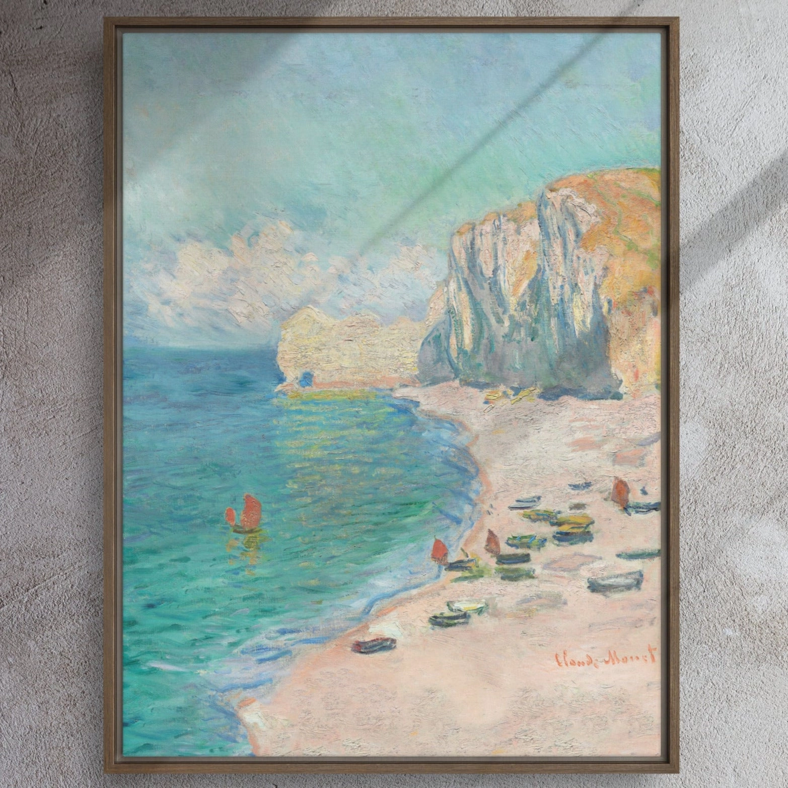 Canvas - Claude Monet, tretat: The Beach and the Falaise d'Amont