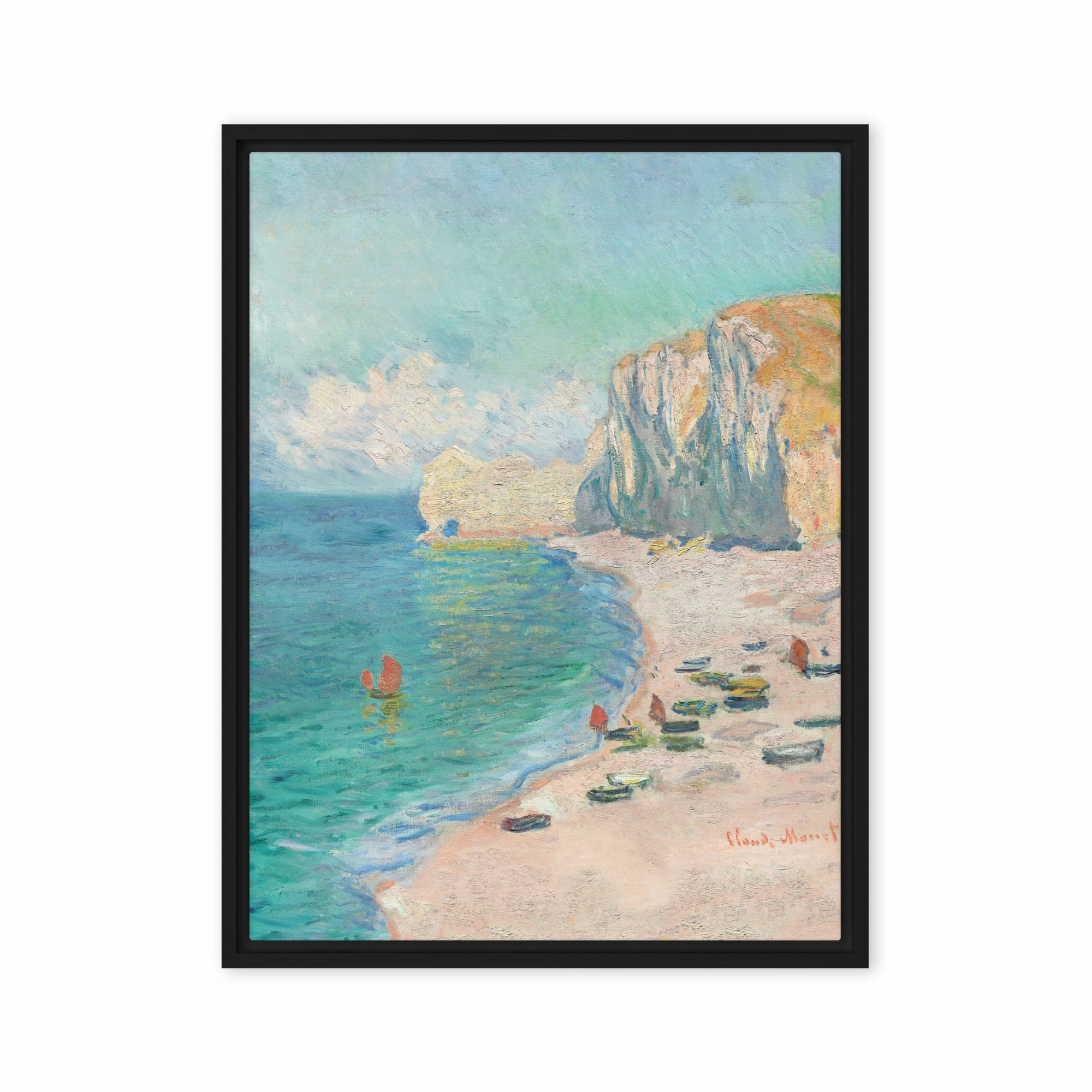Canvas - Claude Monet, tretat: The Beach and the Falaise d'Amont