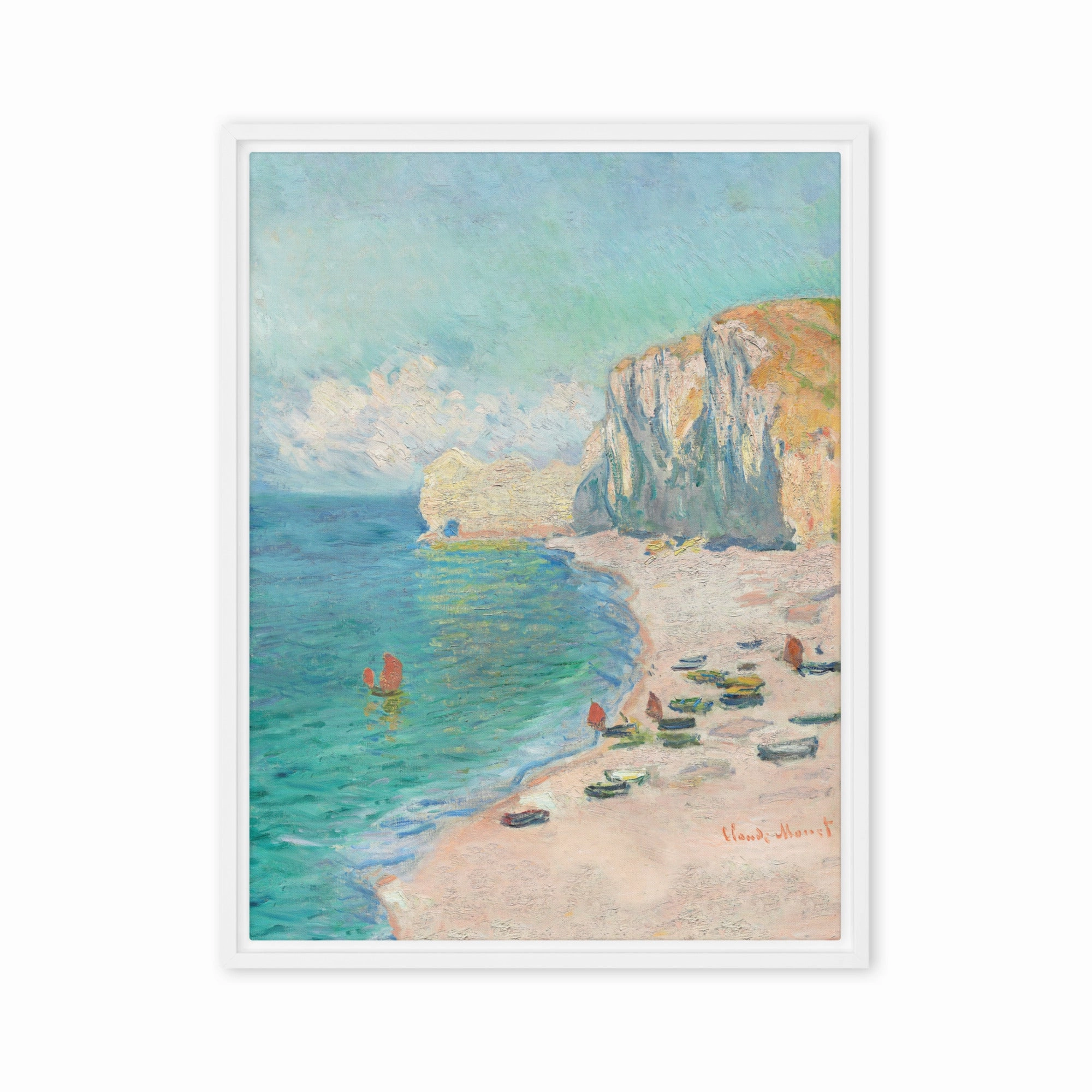 Canvas - Claude Monet, tretat: The Beach and the Falaise d'Amont