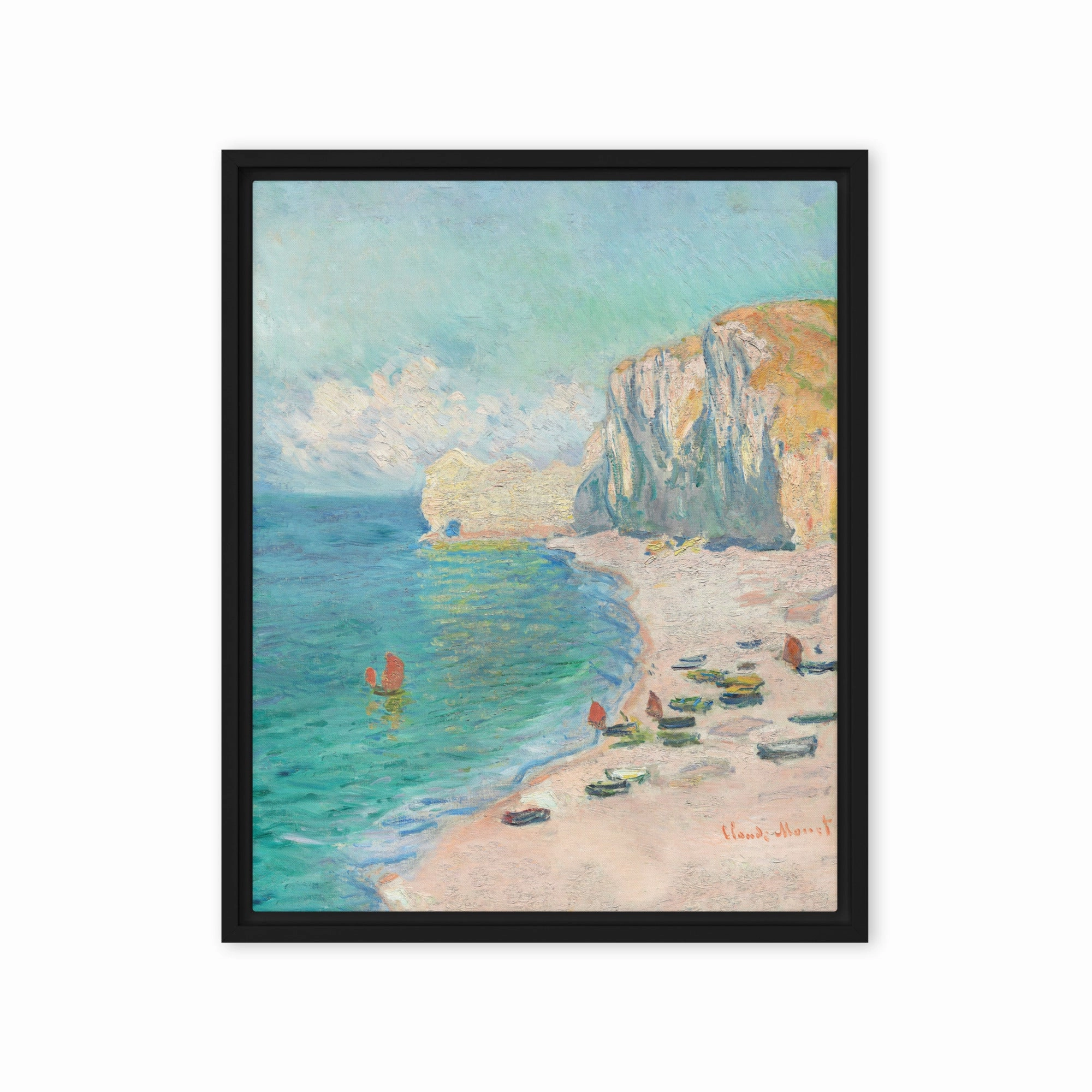 Canvas - Claude Monet, tretat: The Beach and the Falaise d'Amont