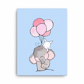 Canvas - Elephant and rabbit with balloon canvas mural art