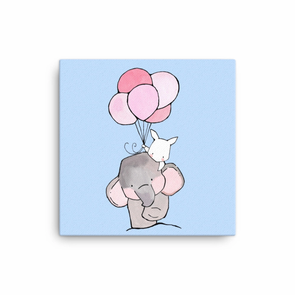 Canvas - Elephant and rabbit with balloon