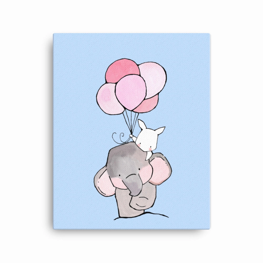 Canvas - Elephant and rabbit with balloon