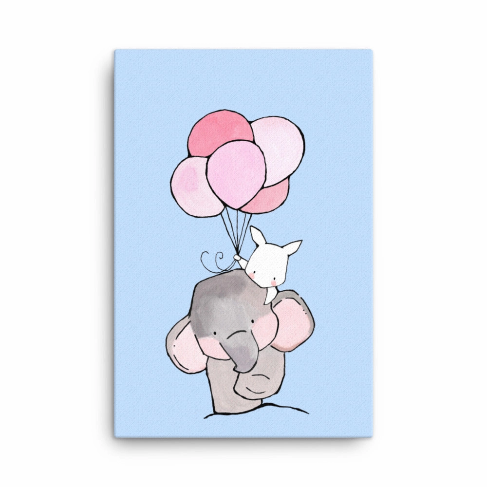 Canvas - Elephant and rabbit with balloon