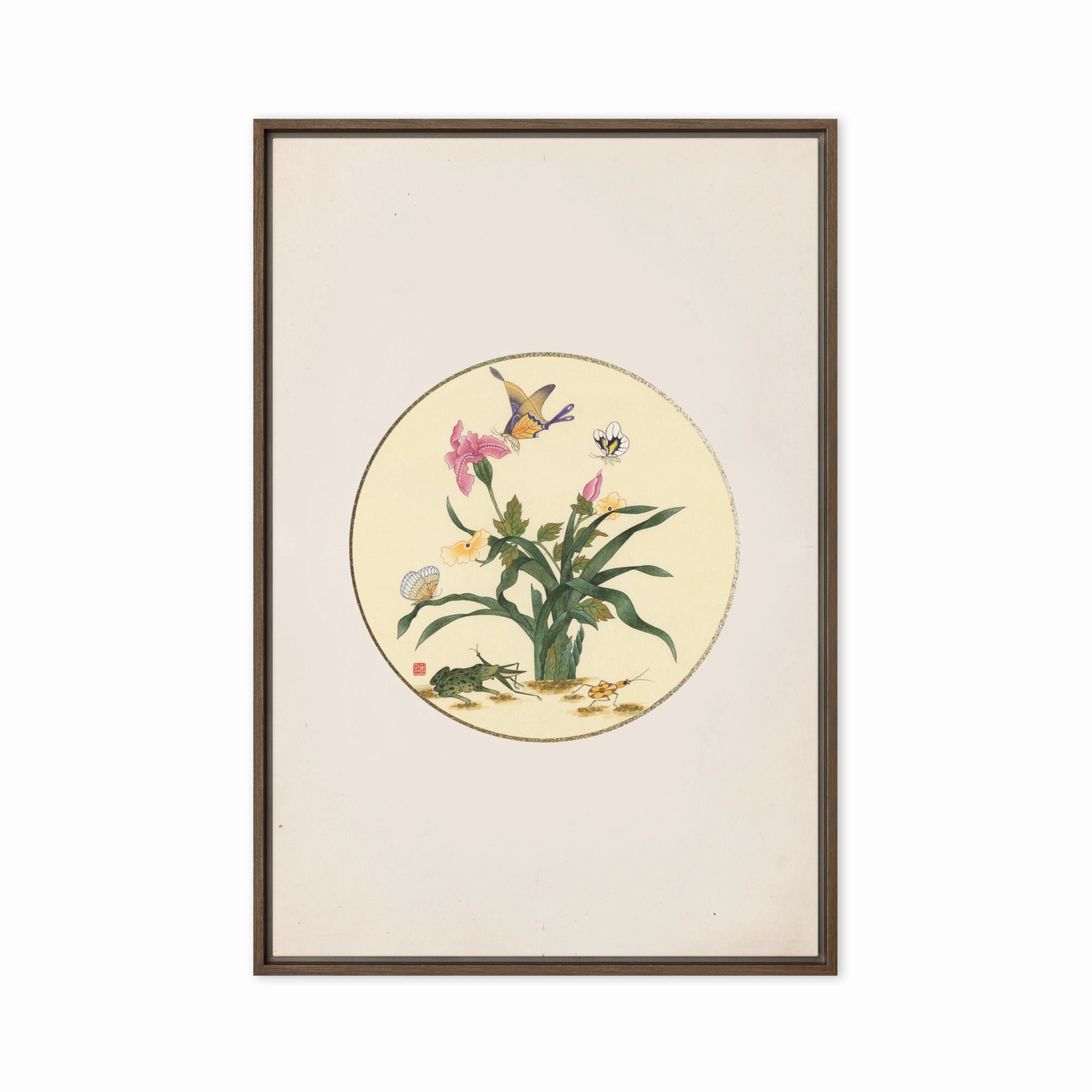 Canvas - flowers, butterflies and frog
