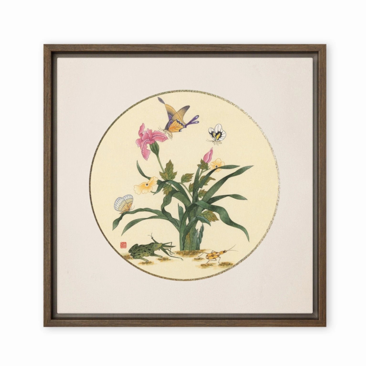 Canvas - flowers, butterflies and frog canvas mural art