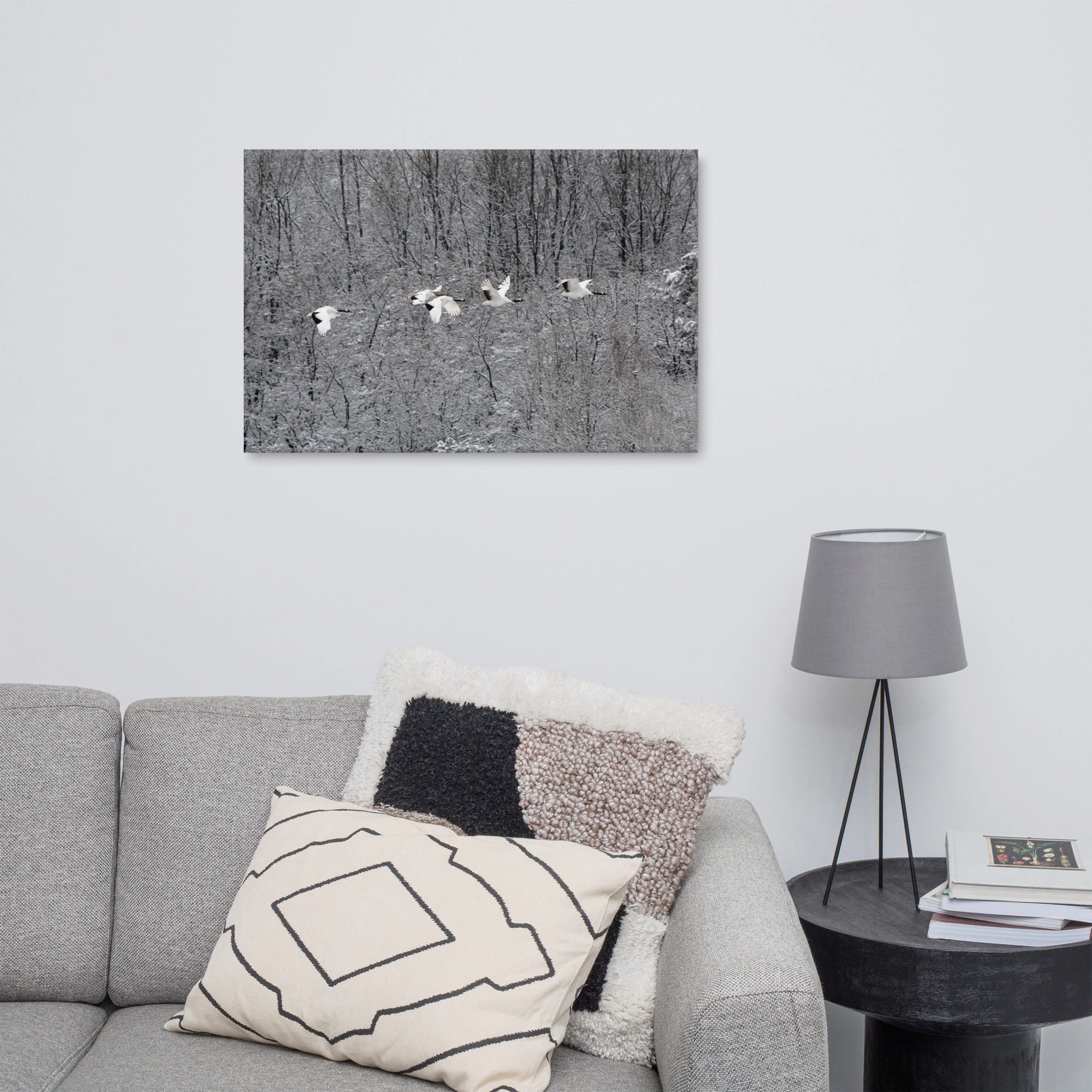 Canvas - flying crane family
