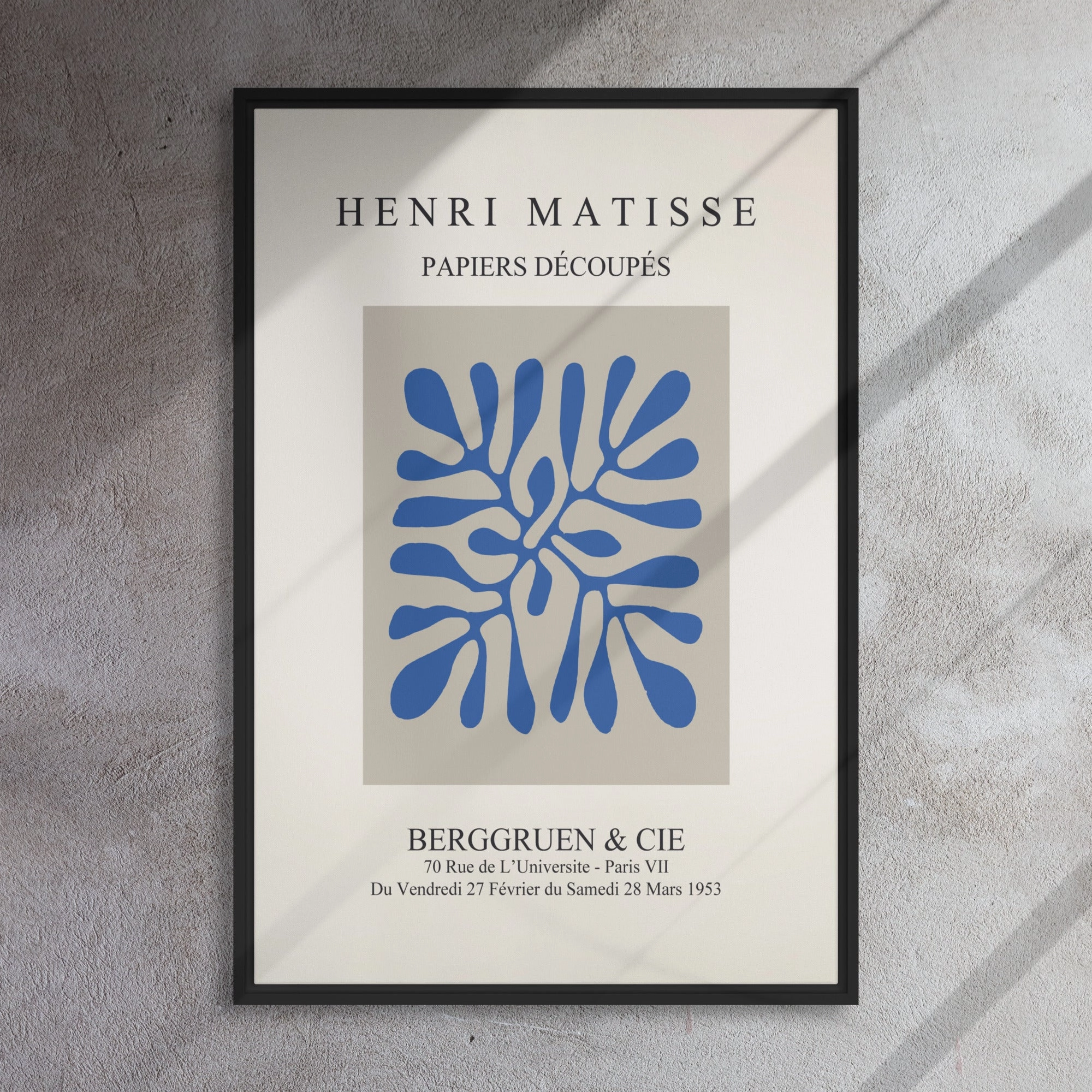Canvas - Henri Matisse, paper decoups blue leaves