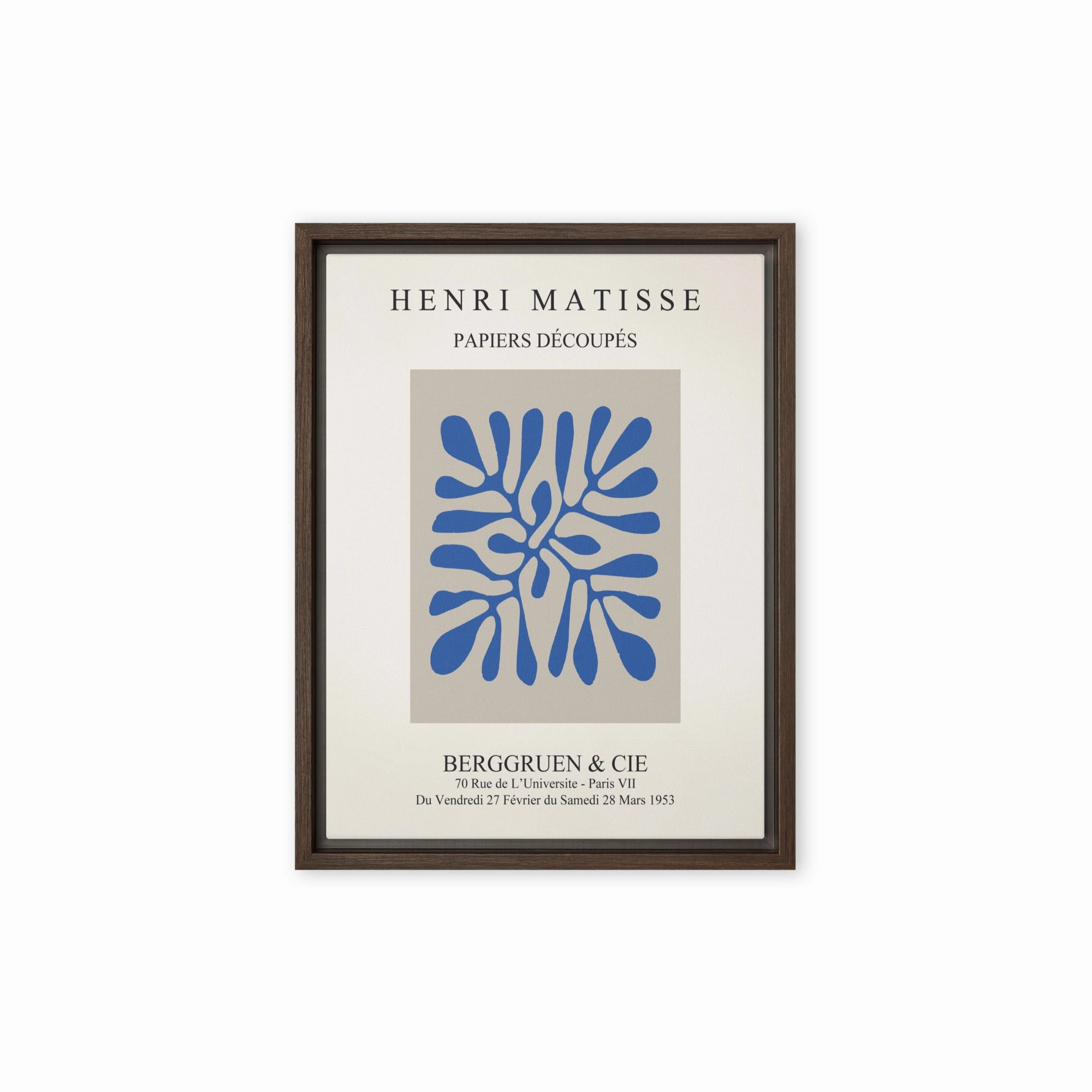 Canvas - Henri Matisse, paper decoups blue leaves