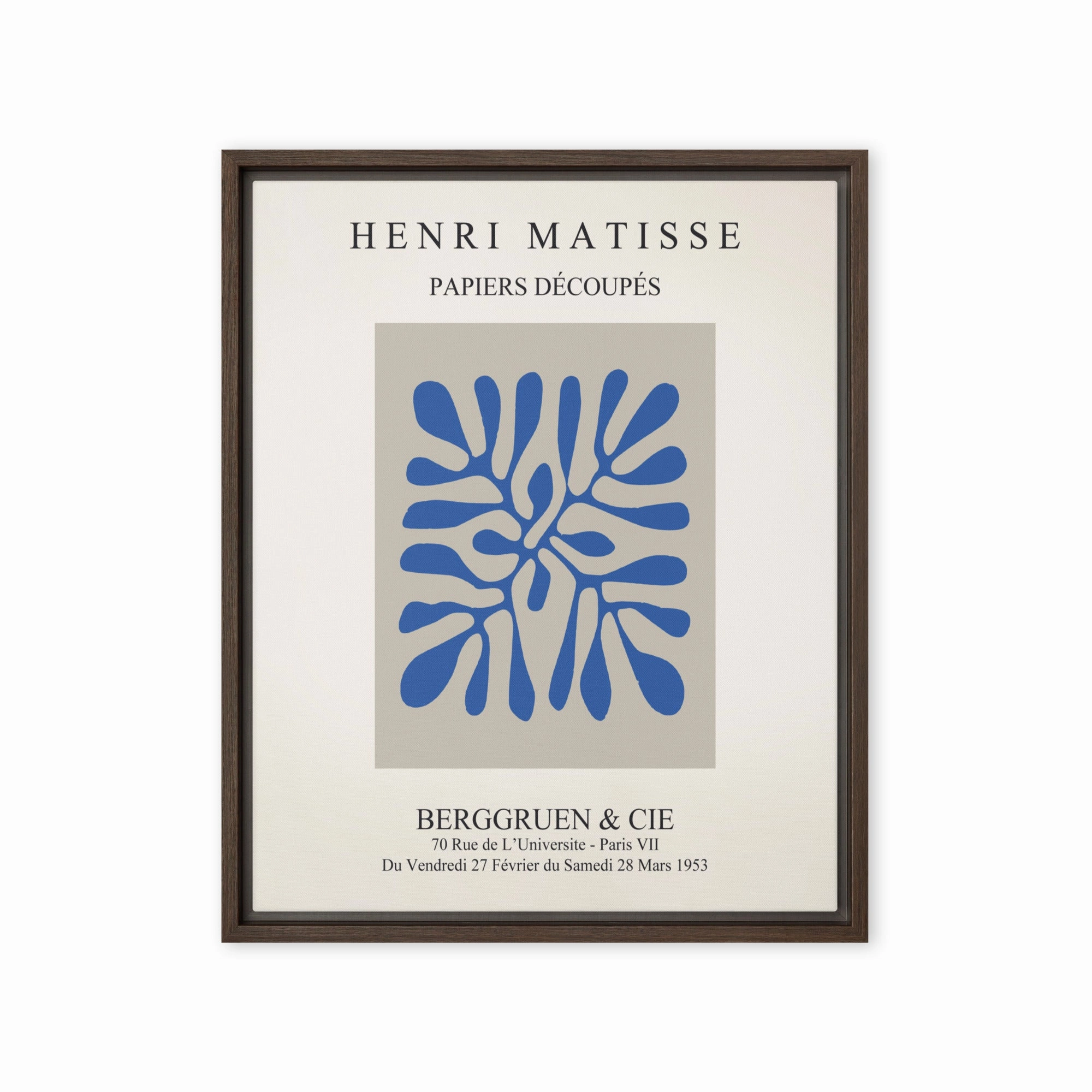 Canvas - Henri Matisse, paper decoups blue leaves
