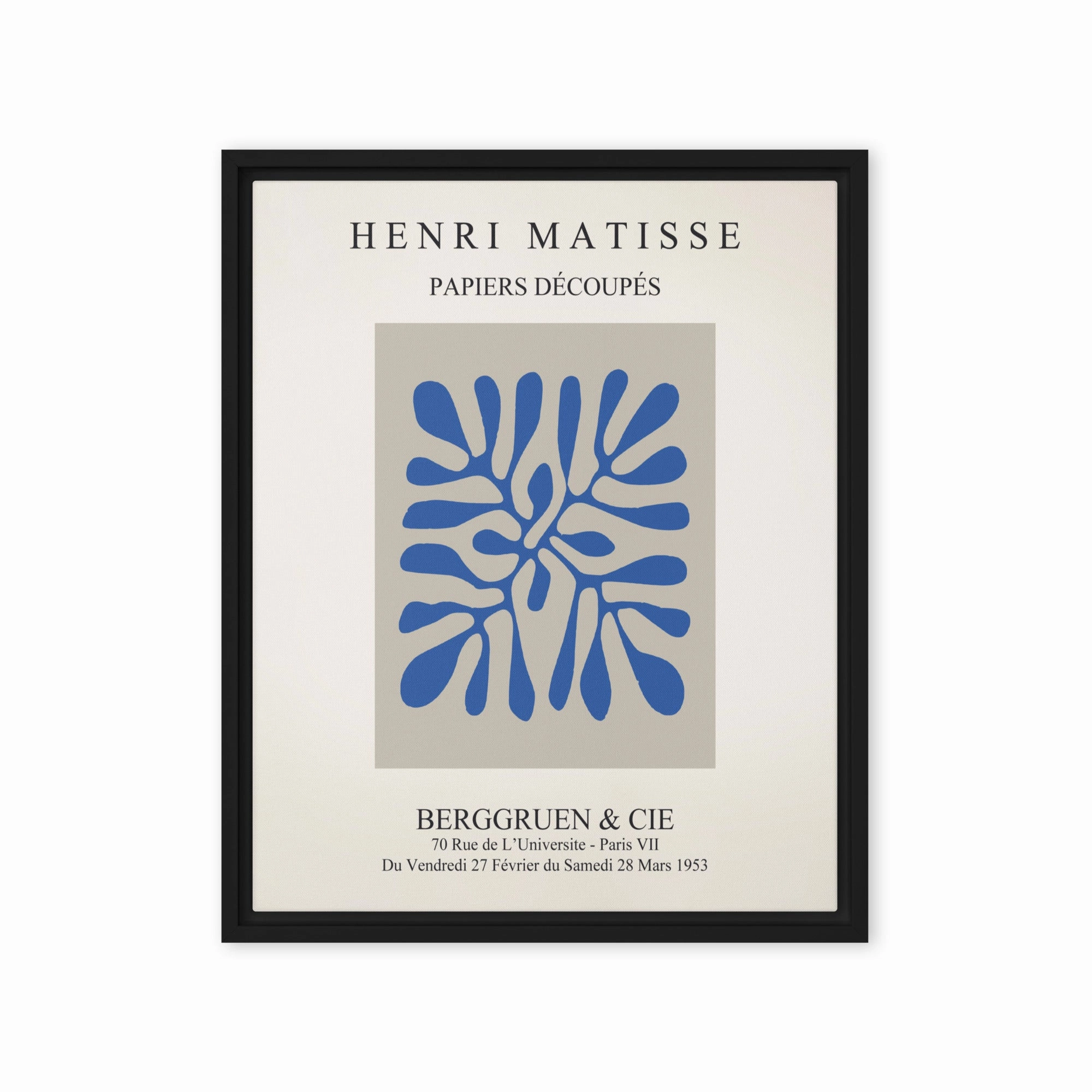 Canvas - Henri Matisse, paper decoups blue leaves