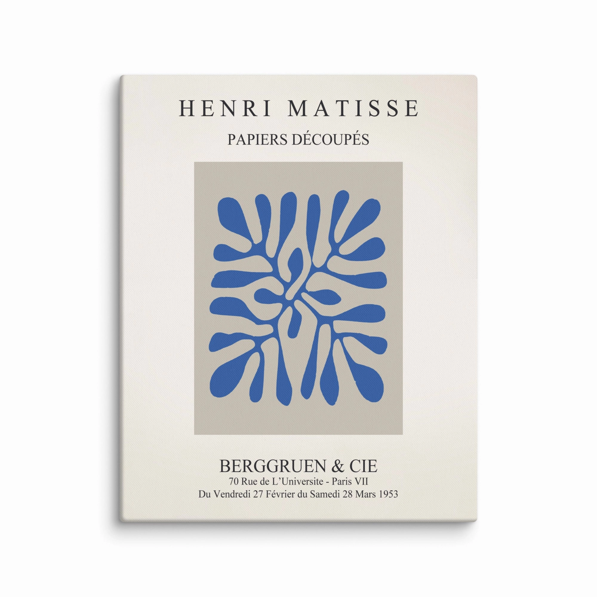 Canvas - Henri Matisse, paper decoups blue leaves