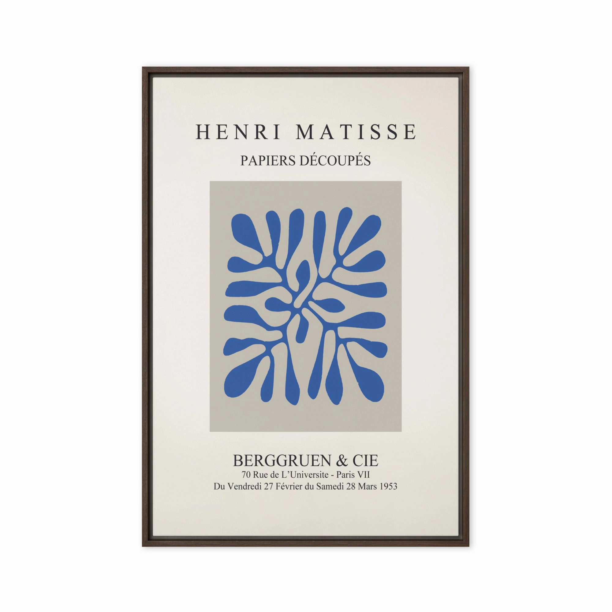 Canvas - Henri Matisse, paper decoups blue leaves