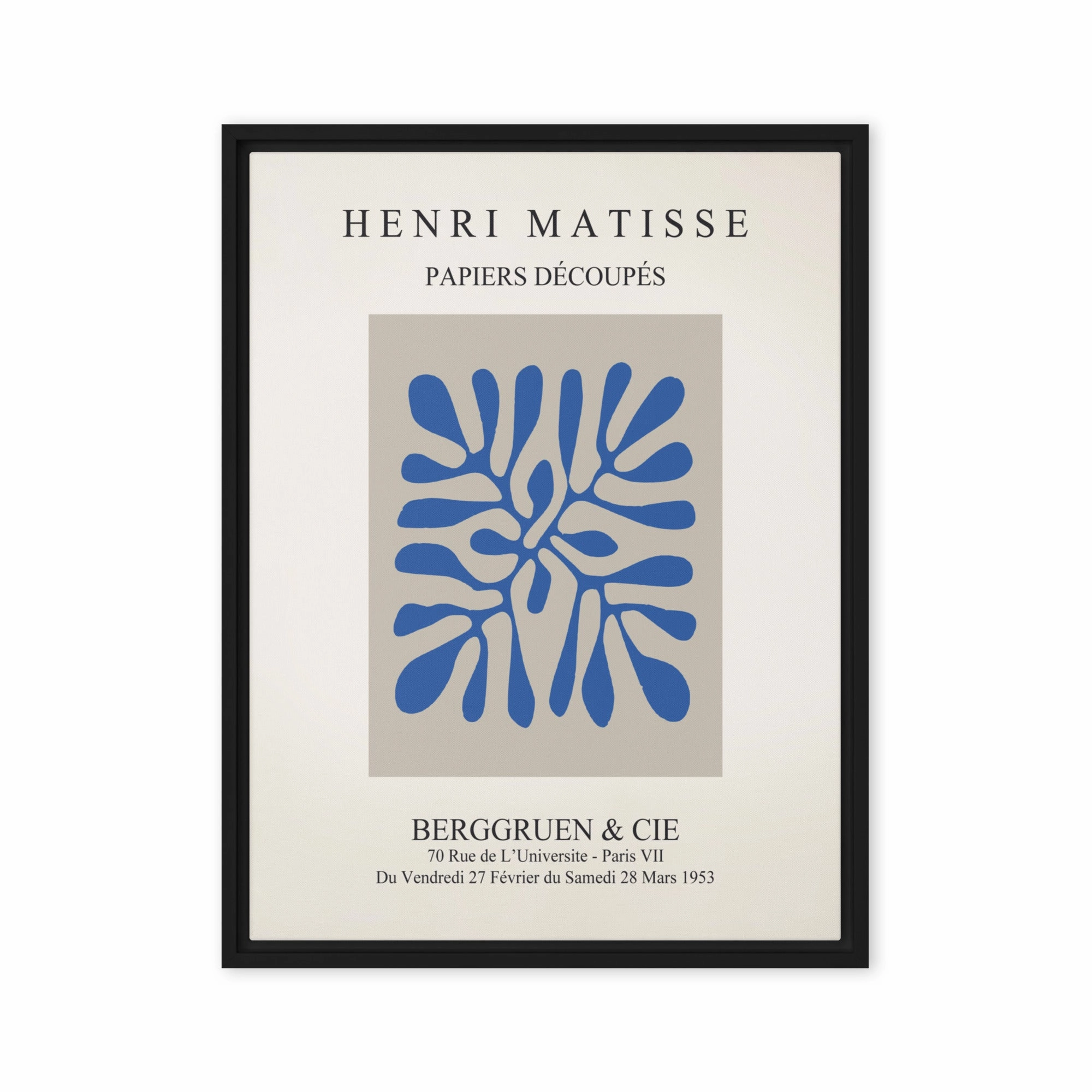 Canvas - Henri Matisse, paper decoups blue leaves