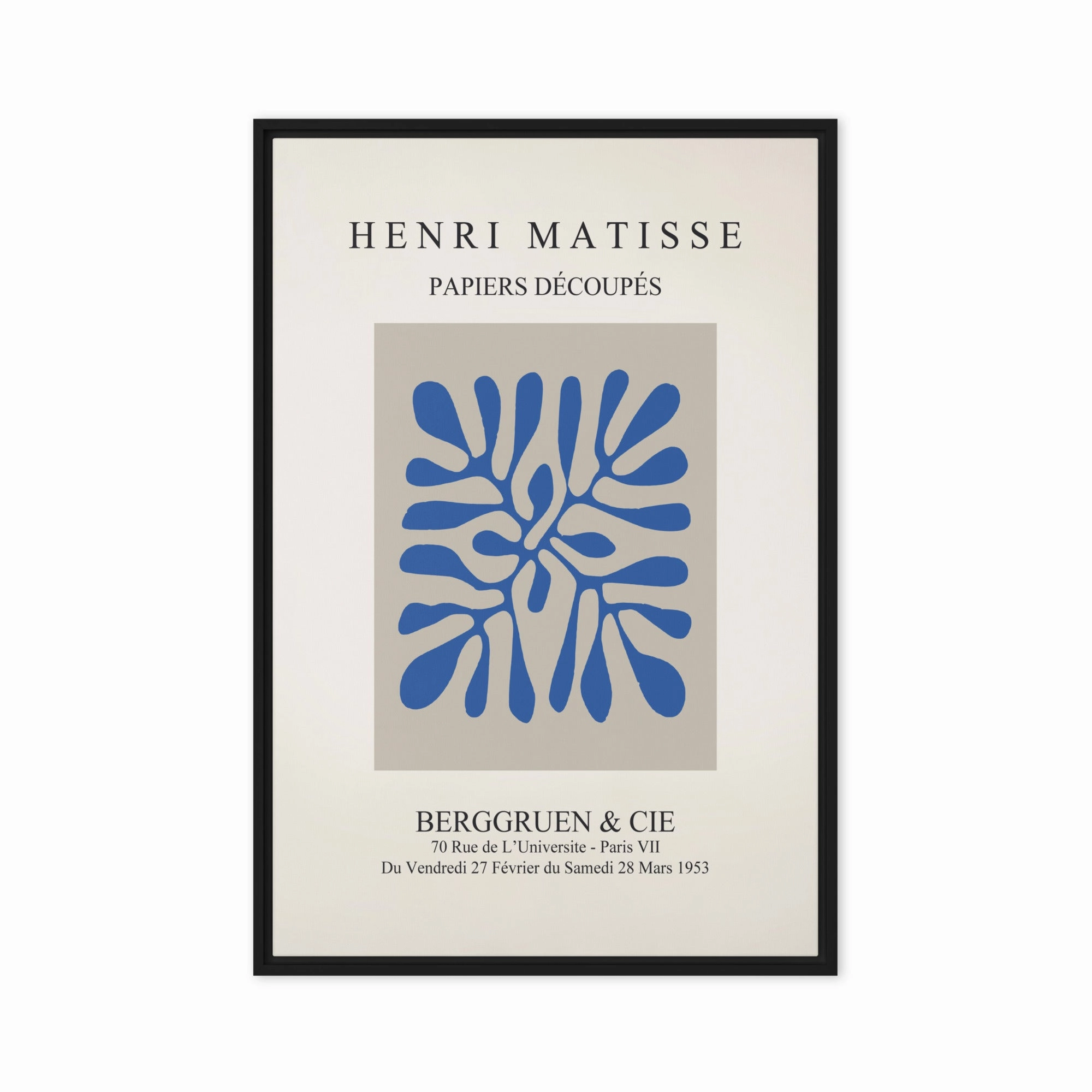 Canvas - Henri Matisse, paper decoups blue leaves