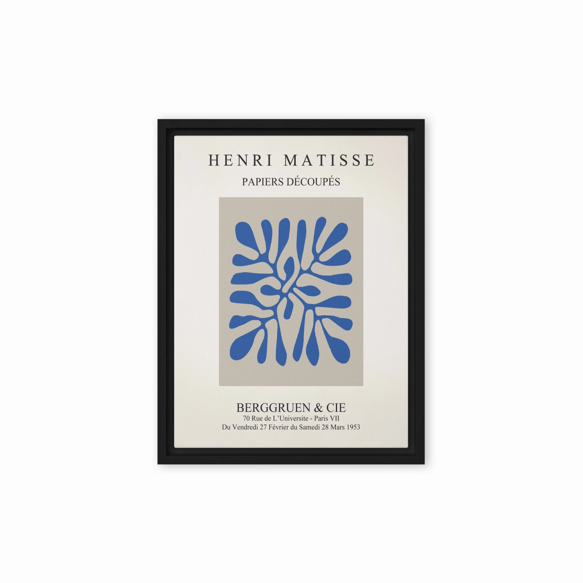 Canvas - Henri Matisse, paper decoups blue leaves