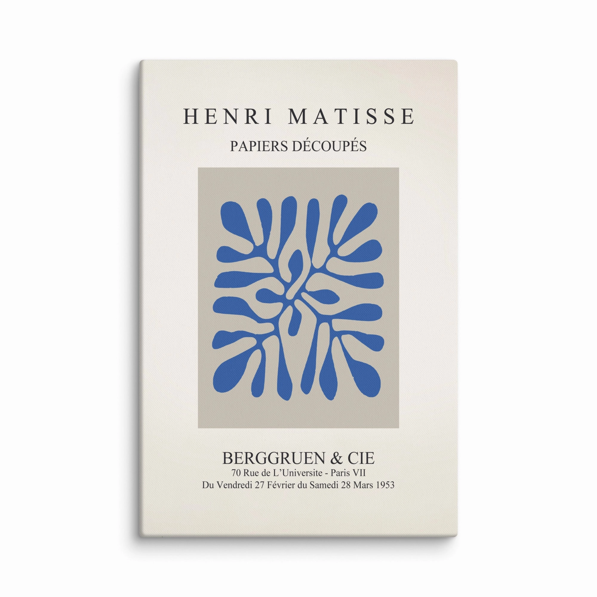 Canvas - Henri Matisse, paper decoups blue leaves