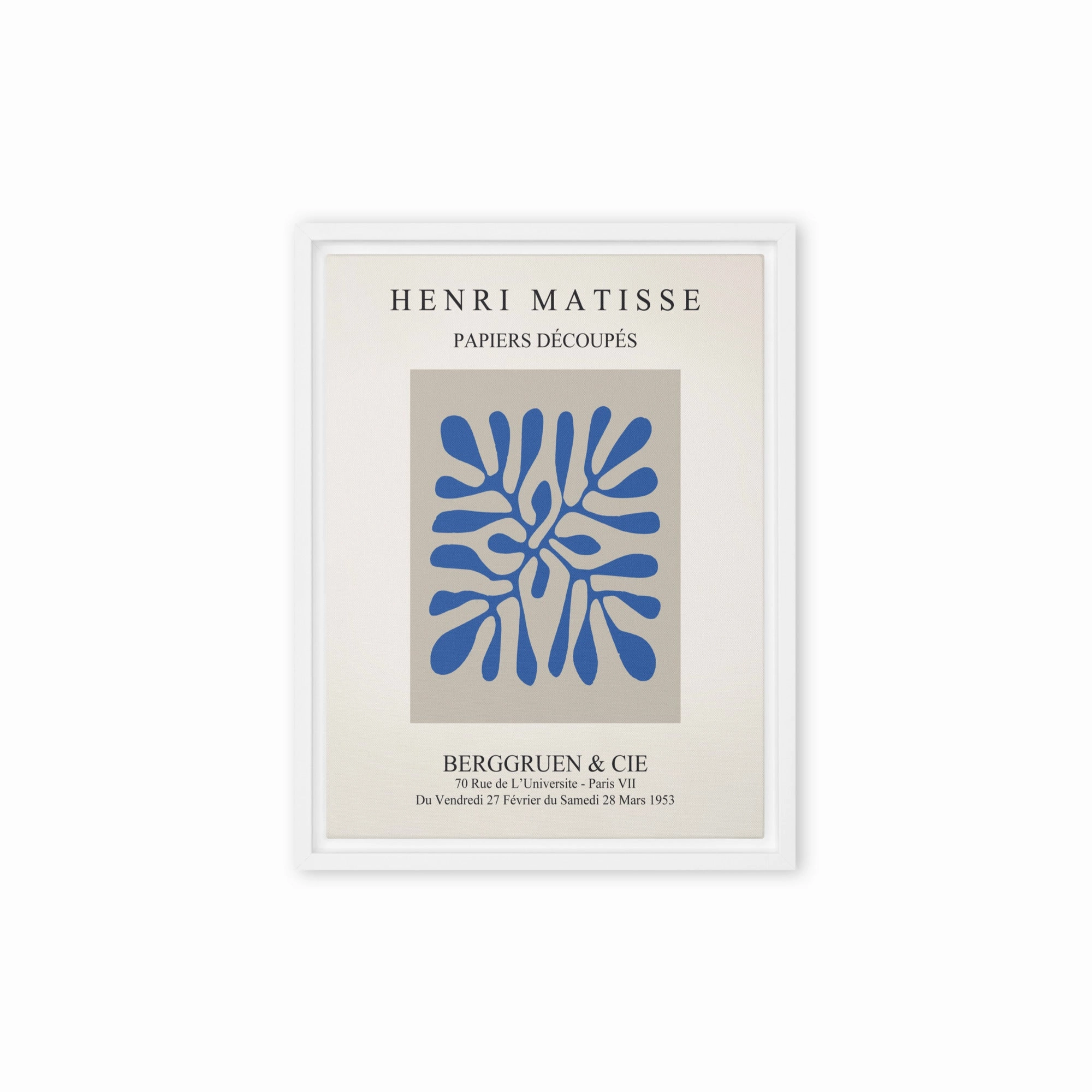 Canvas - Henri Matisse, paper decoups blue leaves