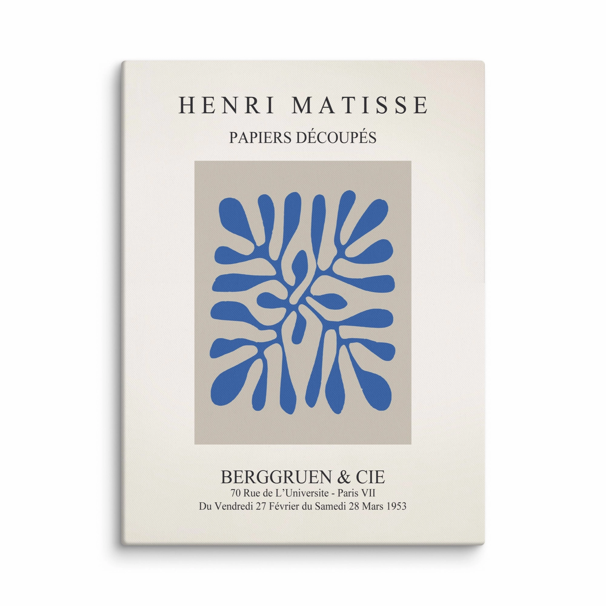 Canvas - Henri Matisse, paper decoups blue leaves