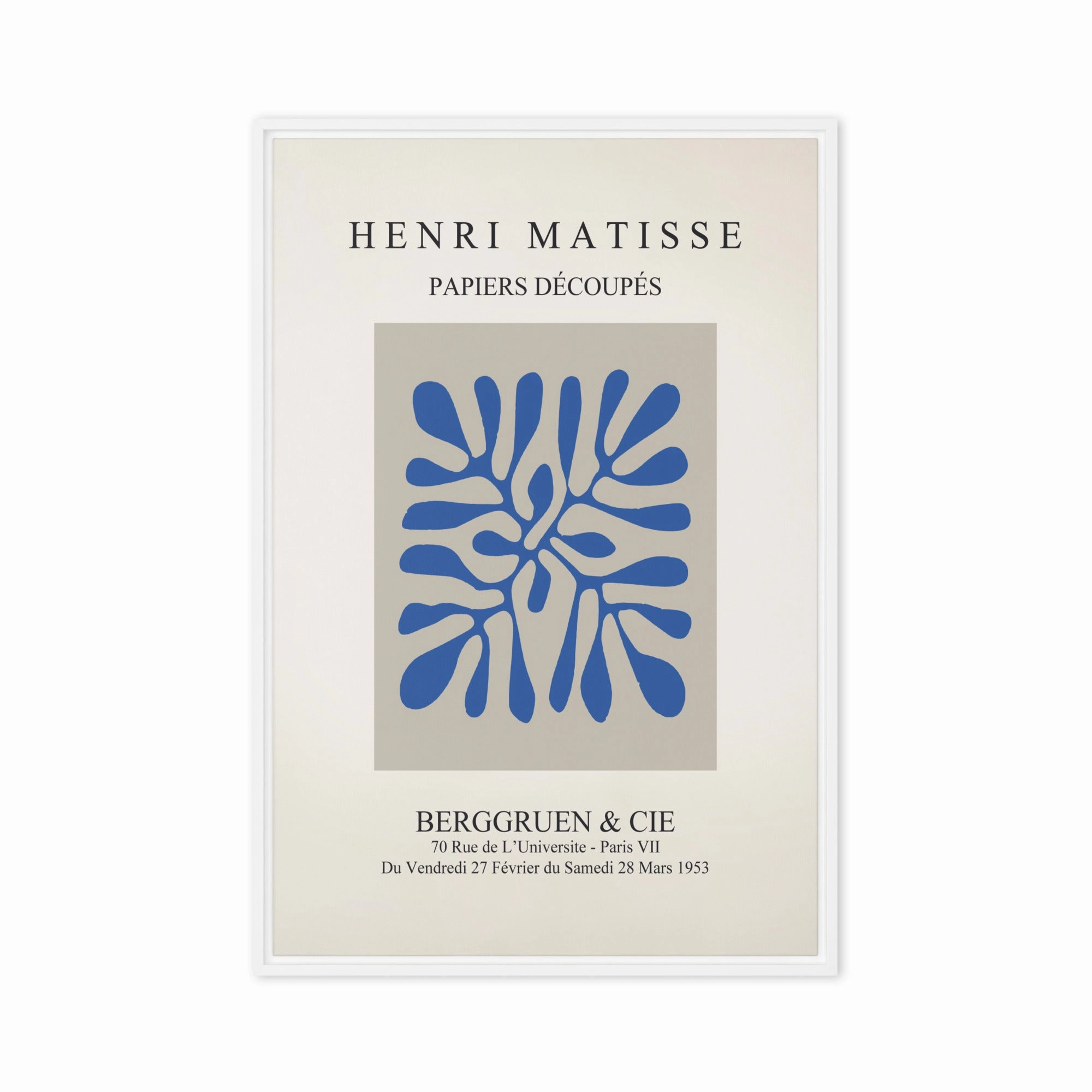 Canvas - Henri Matisse, paper decoups blue leaves