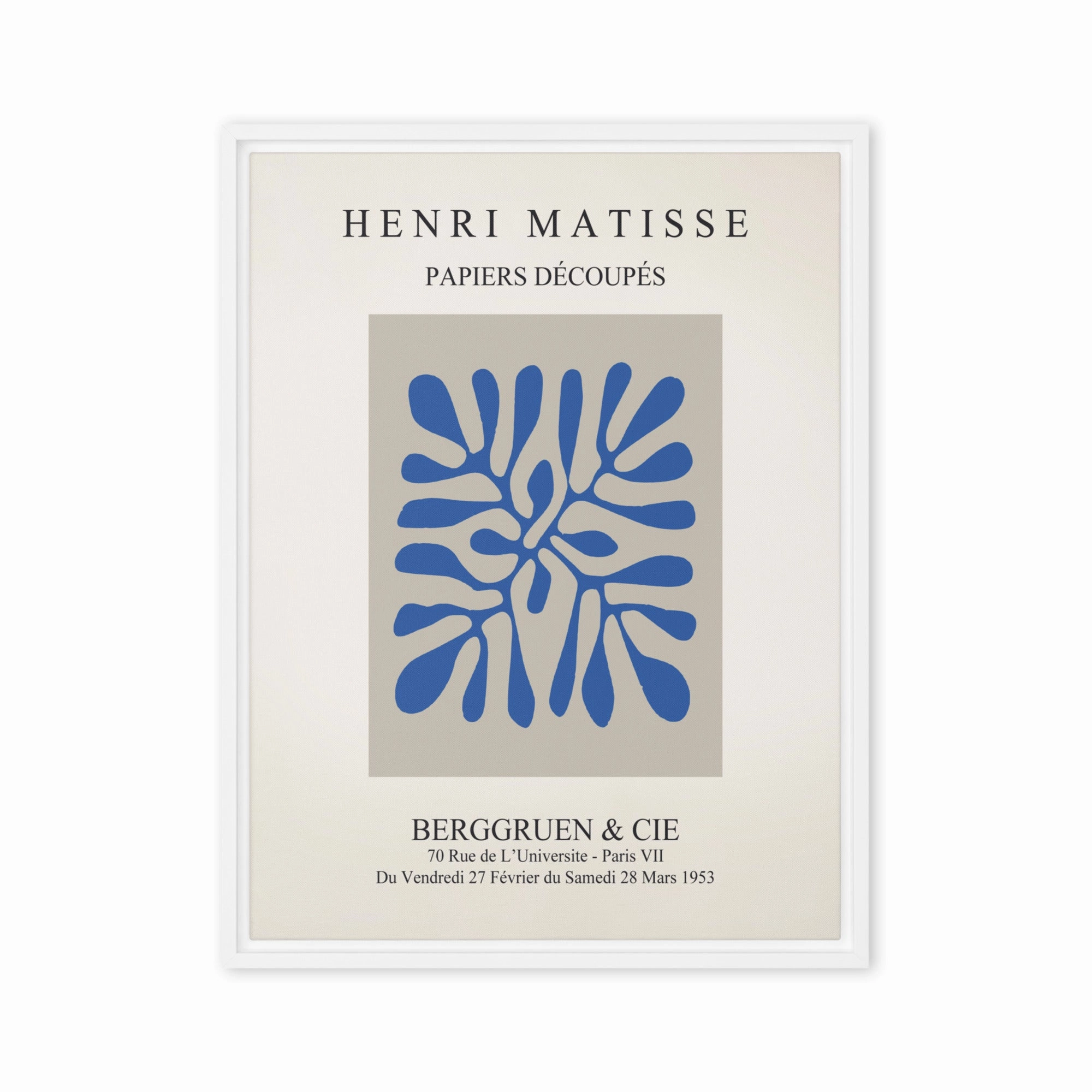 Canvas - Henri Matisse, paper decoups blue leaves