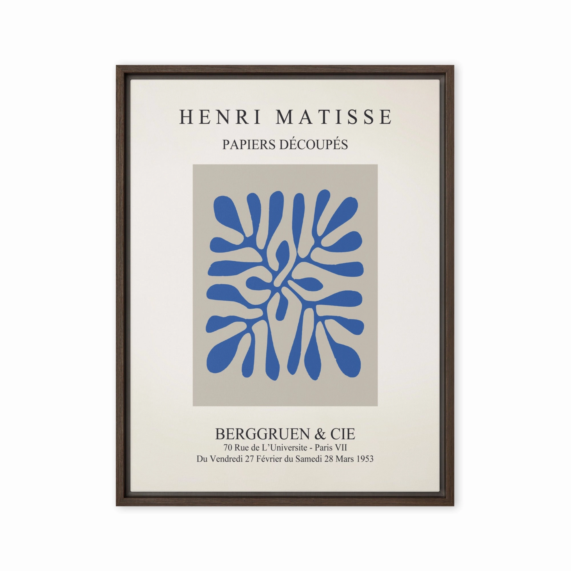 Canvas - Henri Matisse, paper decoups blue leaves canvas mural art
