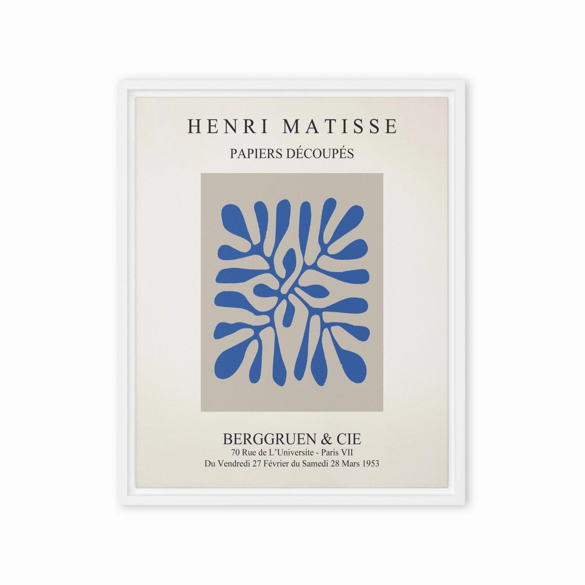Canvas - Henri Matisse, paper decoups blue leaves