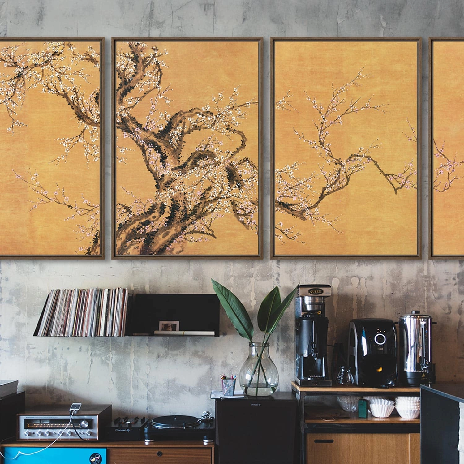 Canvas - Red and white plum blossoms