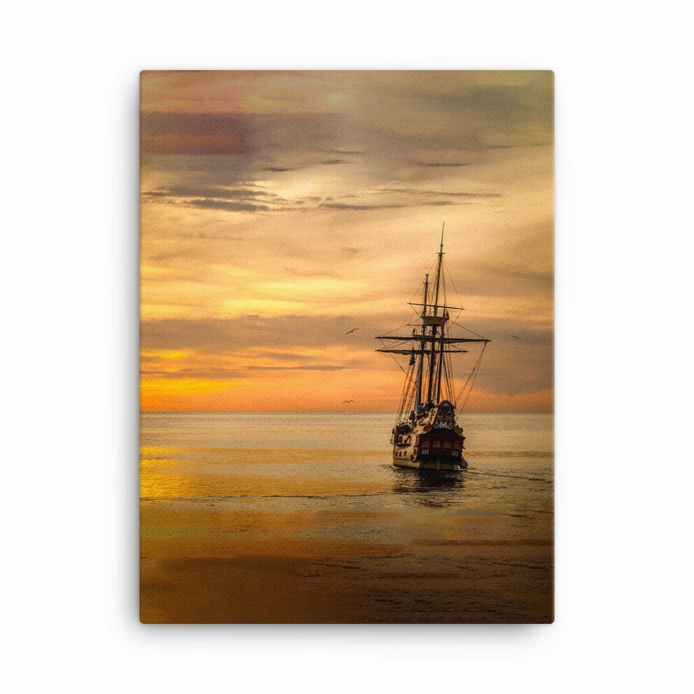 Canvas - Ship in the Sunset canvas mural art