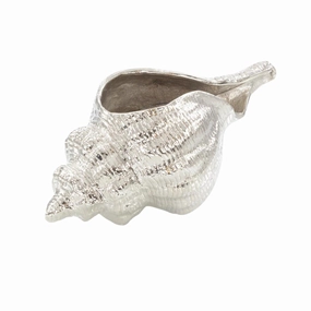 Caribbean Conch Seashell Sculpture in Nickel home display ornament