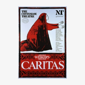 Caritas 1981 Print vintage woodcut wallpaper