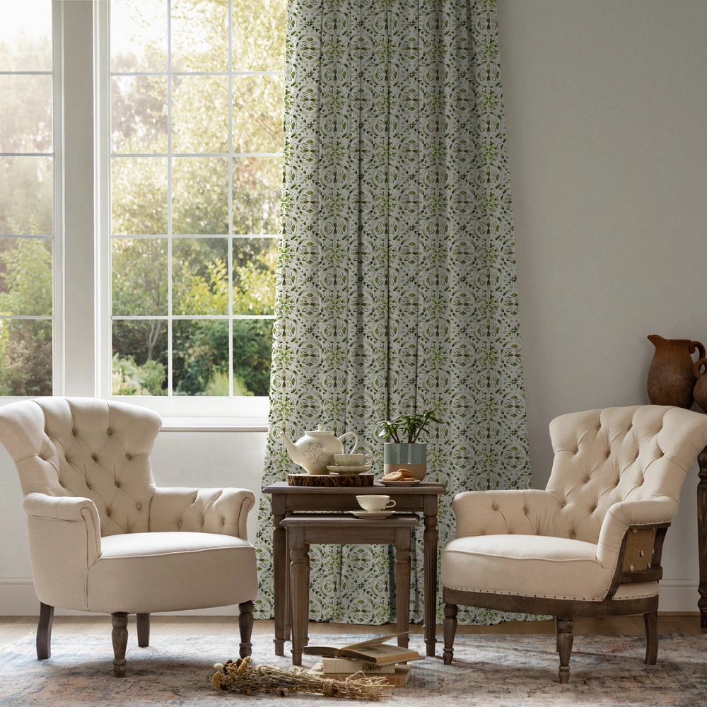 Casia Printed Cotton Fabric (By The Metre) Sage