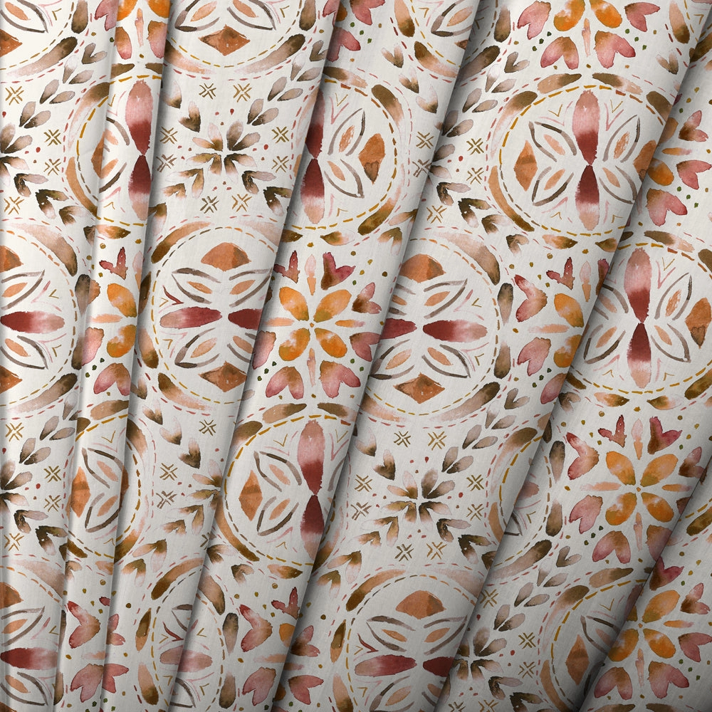 Casia Printed Cotton Fabric (By The Metre) Terracotta