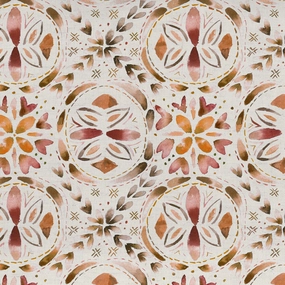 Casia Printed Cotton Fabric (By The Metre) Terracotta elegant table cloth  