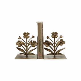 Cast Iron Flower Shaped Bookends Gold Finish ( Set of 2 ) interior room decor