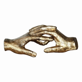 Cast Iron Holding Hands Sculpture Finished with Gold Leaf home display ornament