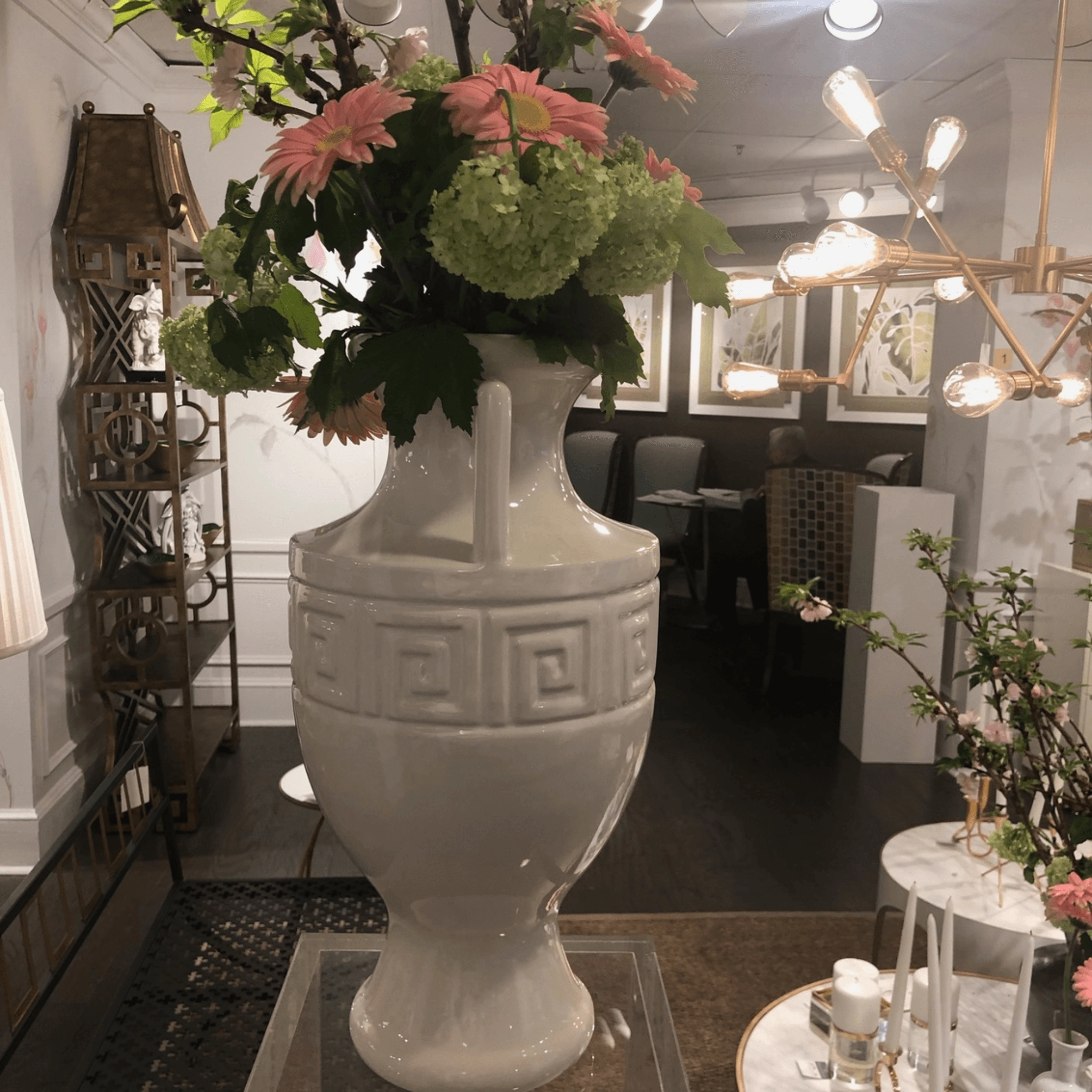 Ceramic Grecian Urn in White