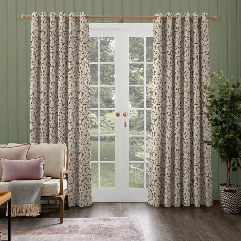 Cervino Woven Jacquard Fabric (By The Metre) Cream Aubergine
