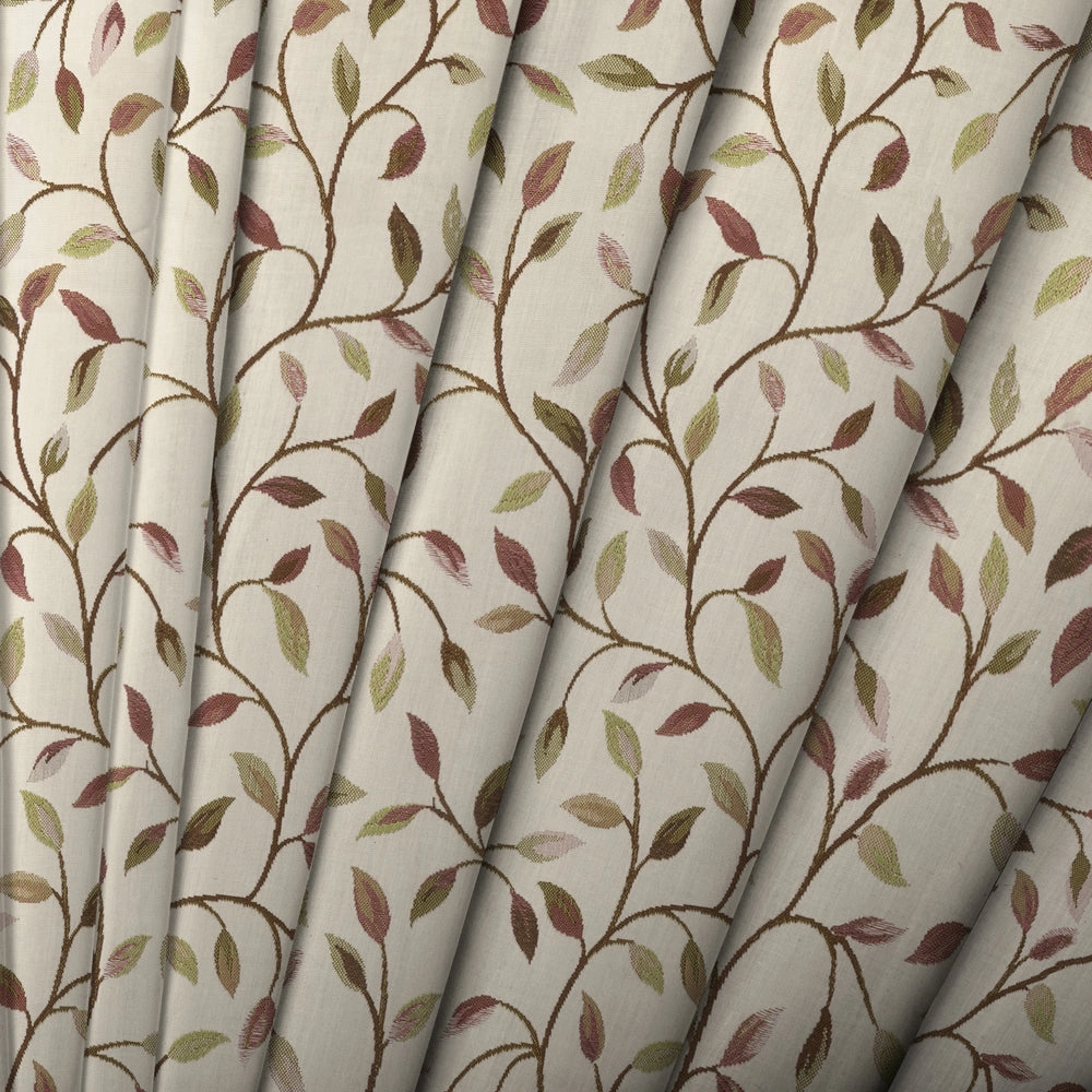 Cervino Woven Jacquard Fabric (By The Metre) Cream Aubergine