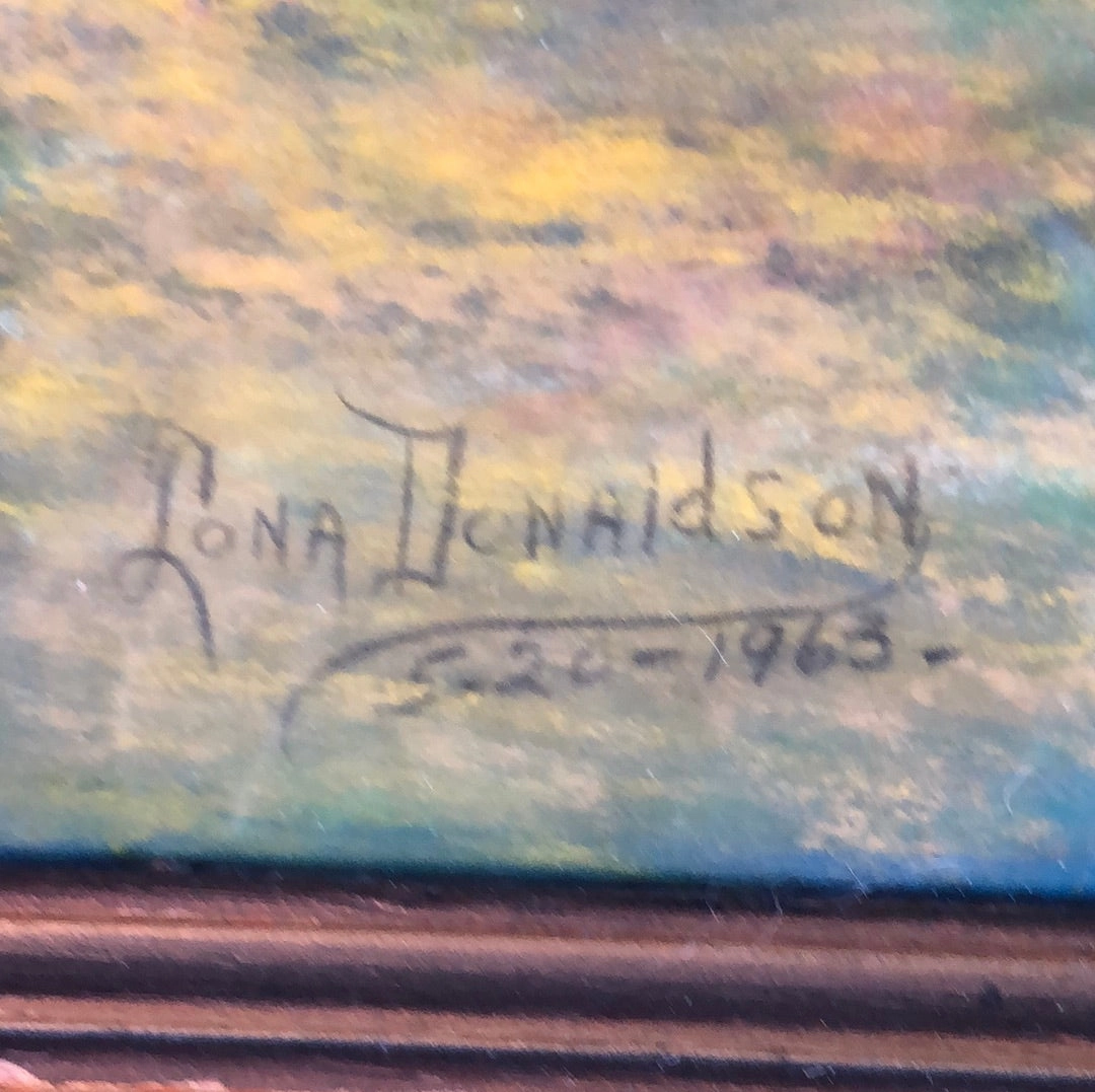 CHALK PAINTING OF DILAPIDATED TOWN SIGNED