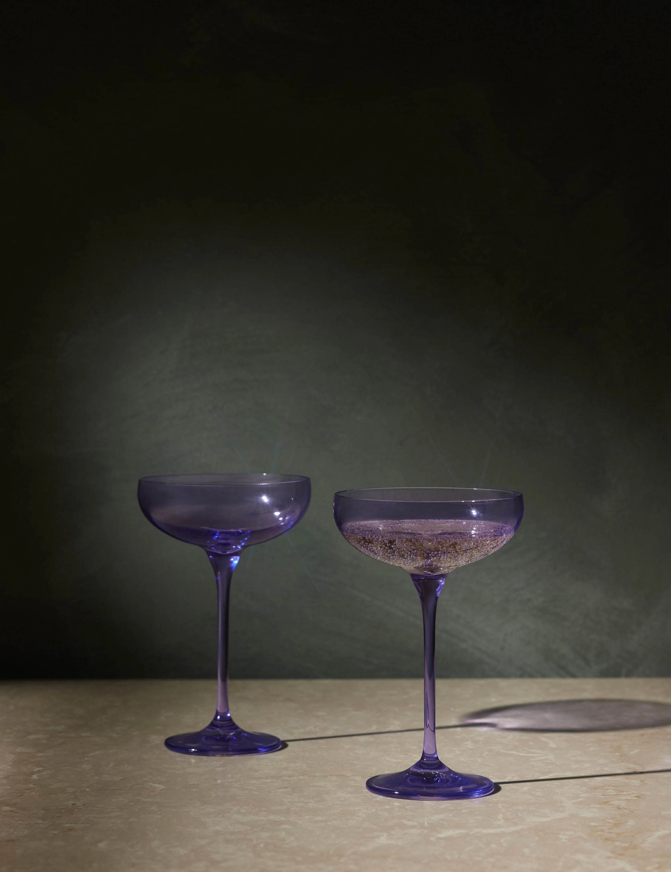 Champagne Coupes (Set of 2) by Estelle Colored Glass